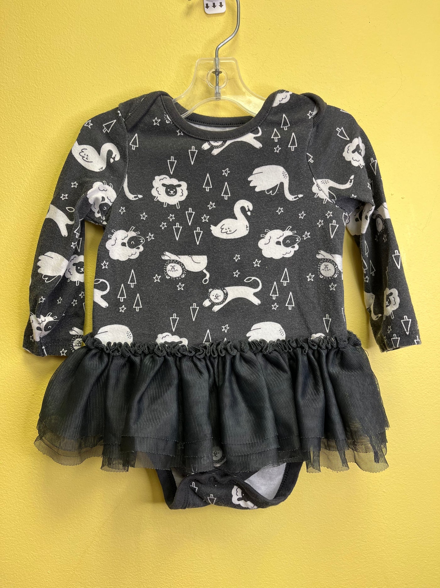 Girl 6-9 mo Animals Onesie with Black Skirt