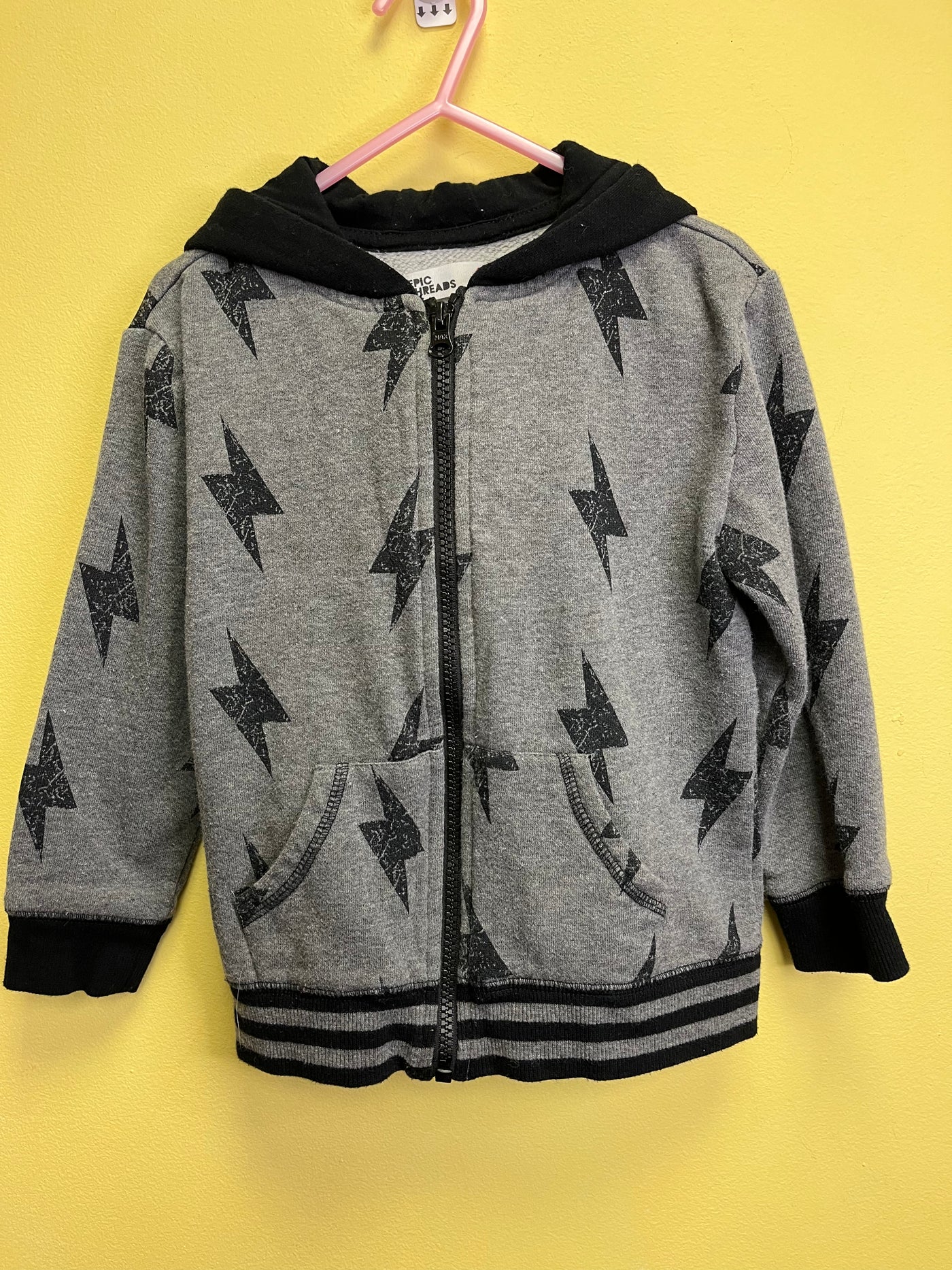 Boys 4T Lightning Bolt Zip Up Hoodie