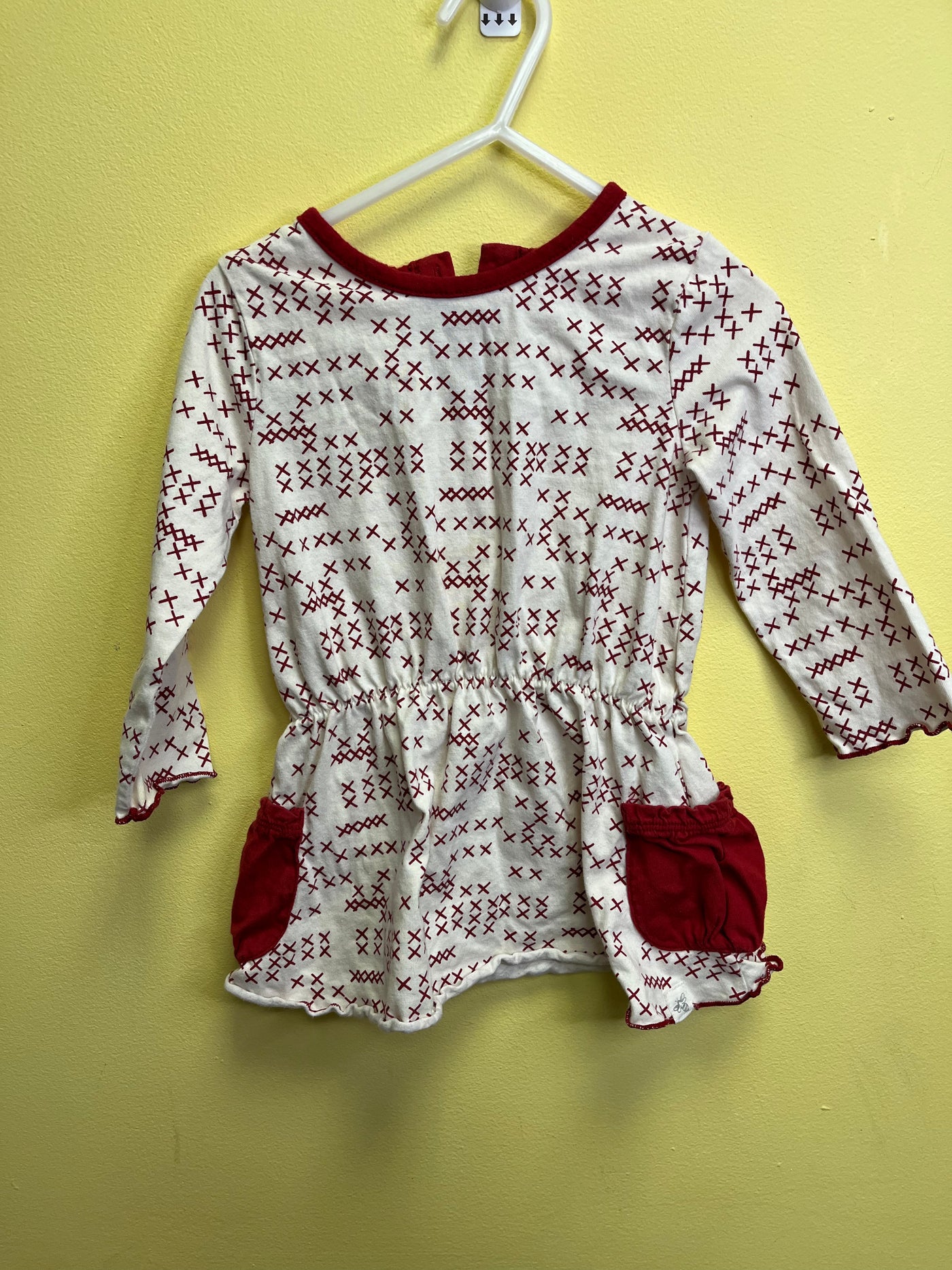 Girl 18 mo Burts Bees Red and White Shirt