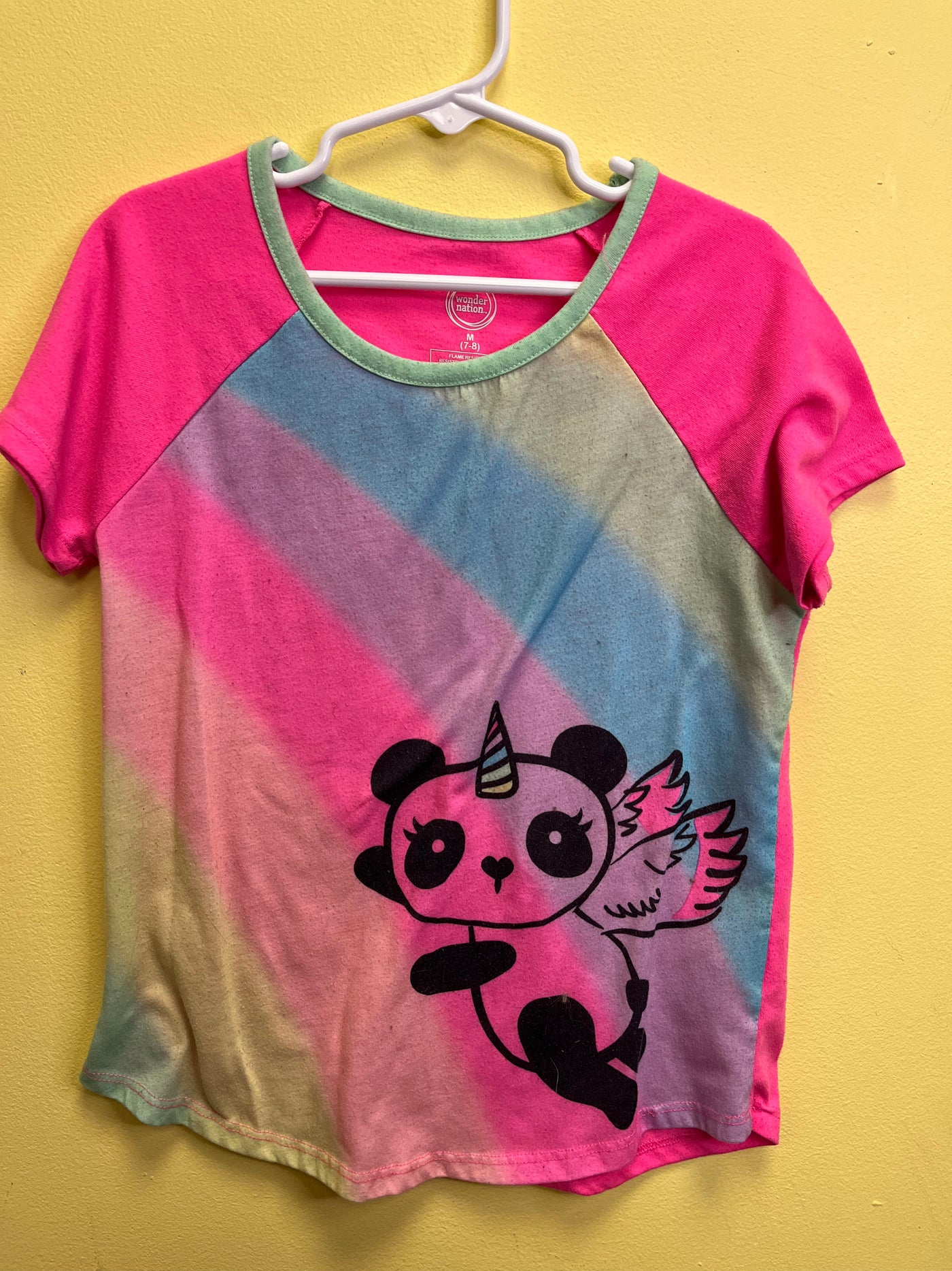 Girls 7/8 Rainbow Panda Short Sleeve Shirt