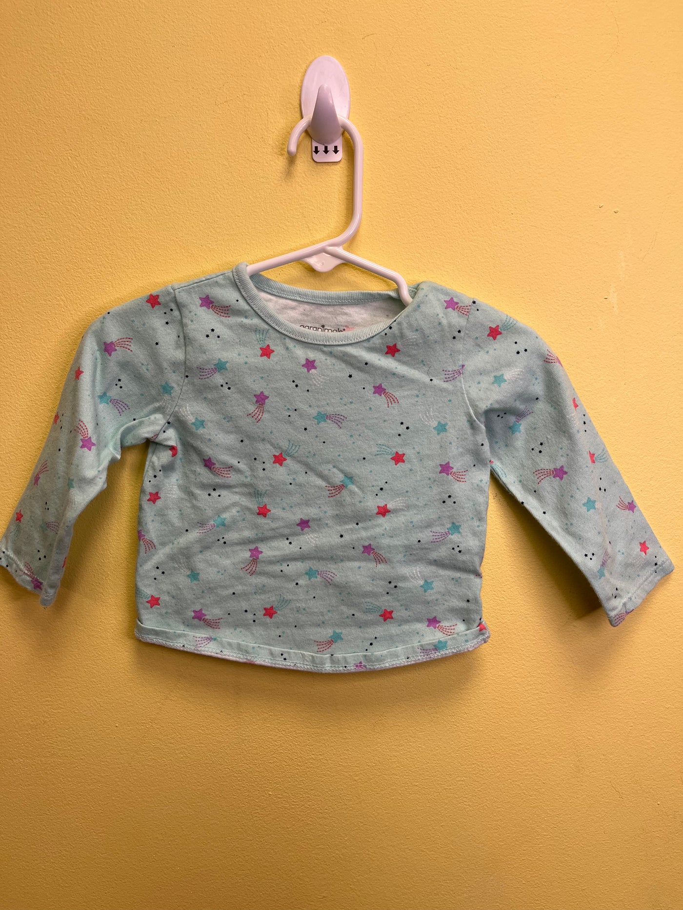 Girl 6-9 mo Blue Long Sleeve Top with Shooting Stars