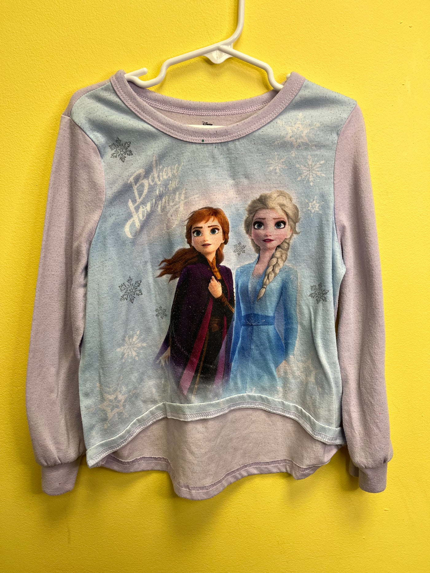 Girls 6/6x Blue Long Sleeve Pajama Shirt with Elsa from Frozen