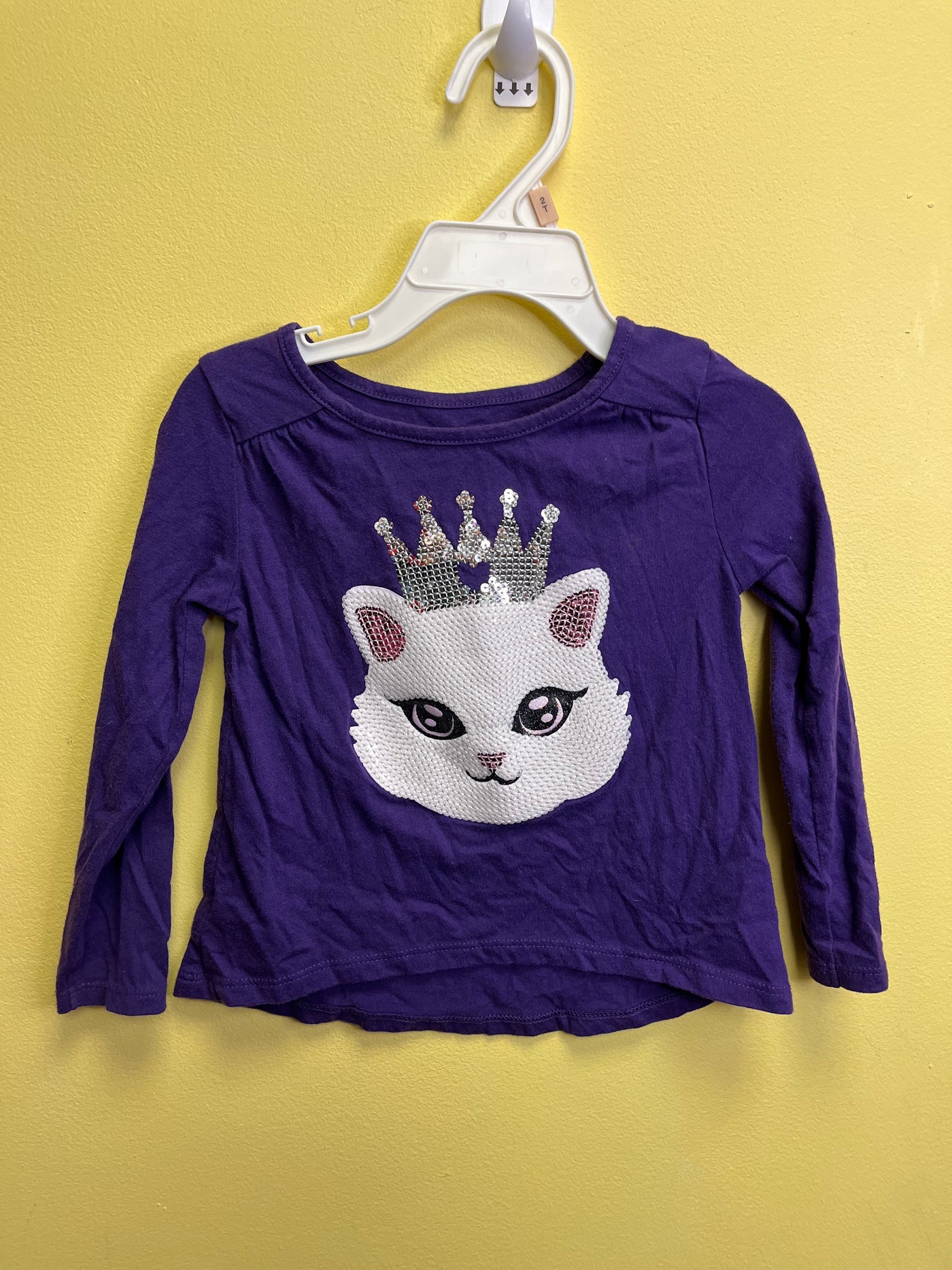 Girls 2T Purple Queen Cat Long Sleeve Top