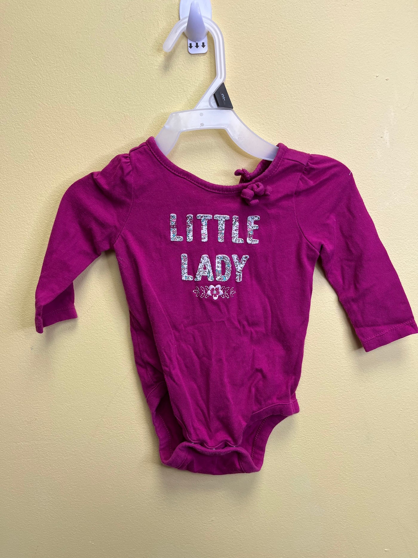 Girl 3-6 mo Pink Long Sleeve Onesie LITTLE LADY