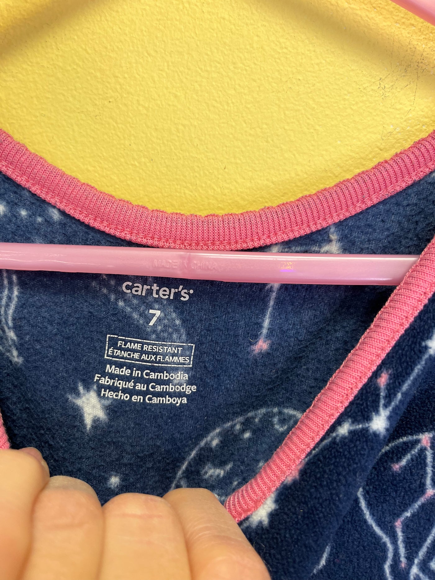 Girls 7 Navy Constellations Zip Footed Sleeper