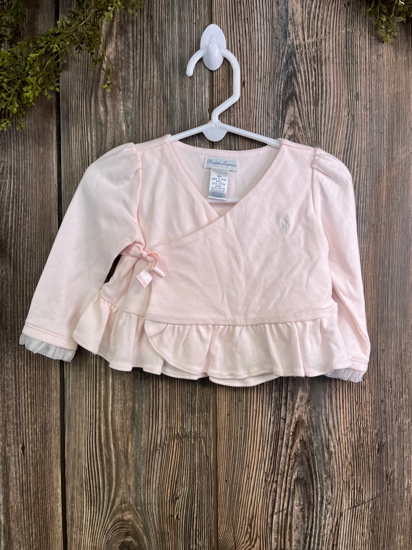 Girls 9 mo Pink Long Sleeve Boutique Shirt