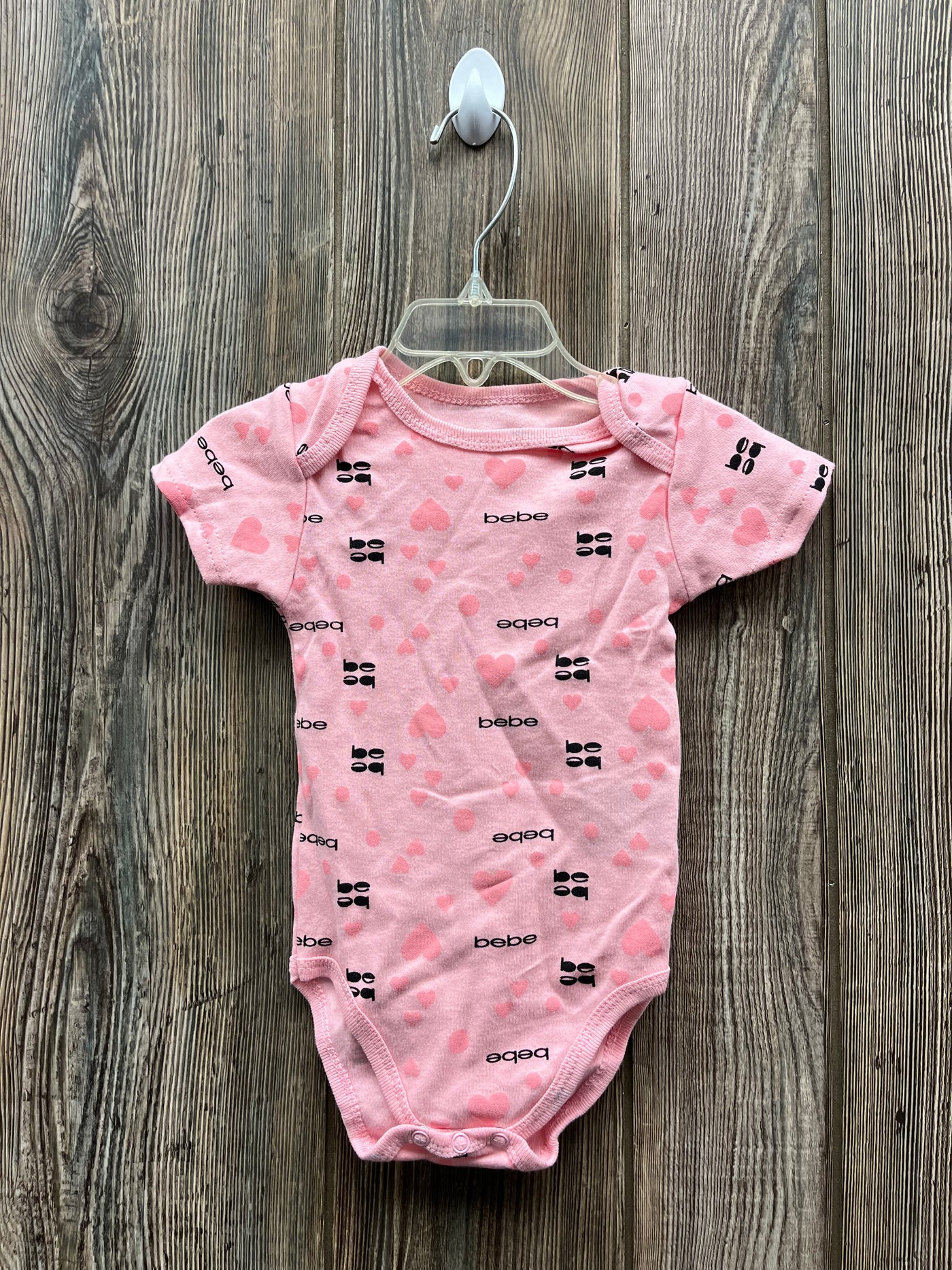 Girl 6-9 mo Pink Bebe Onesie with Hearts