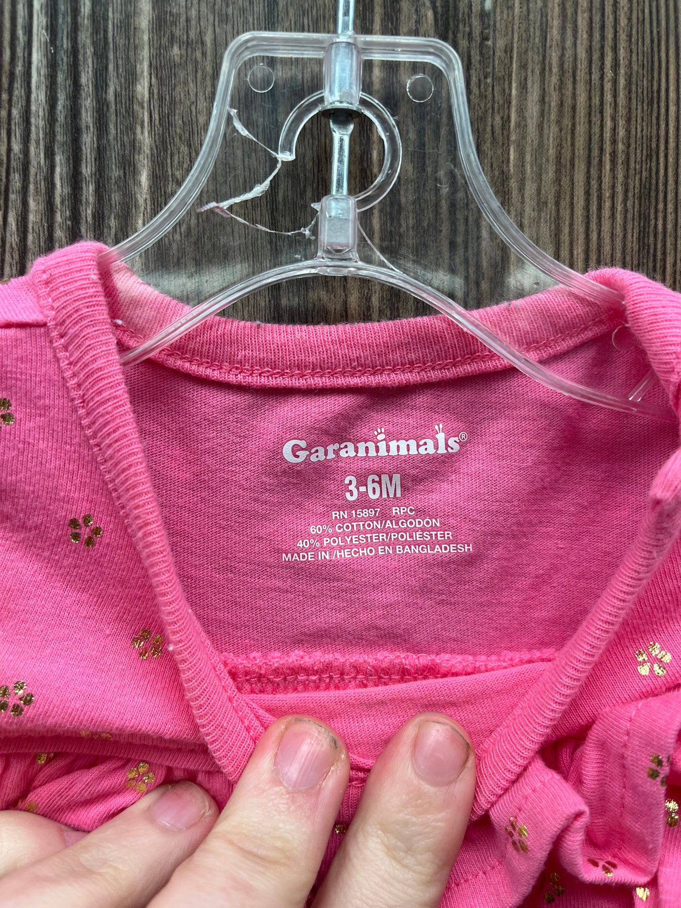 Girl 3-6 mo Pink Long Sleeve Onesie