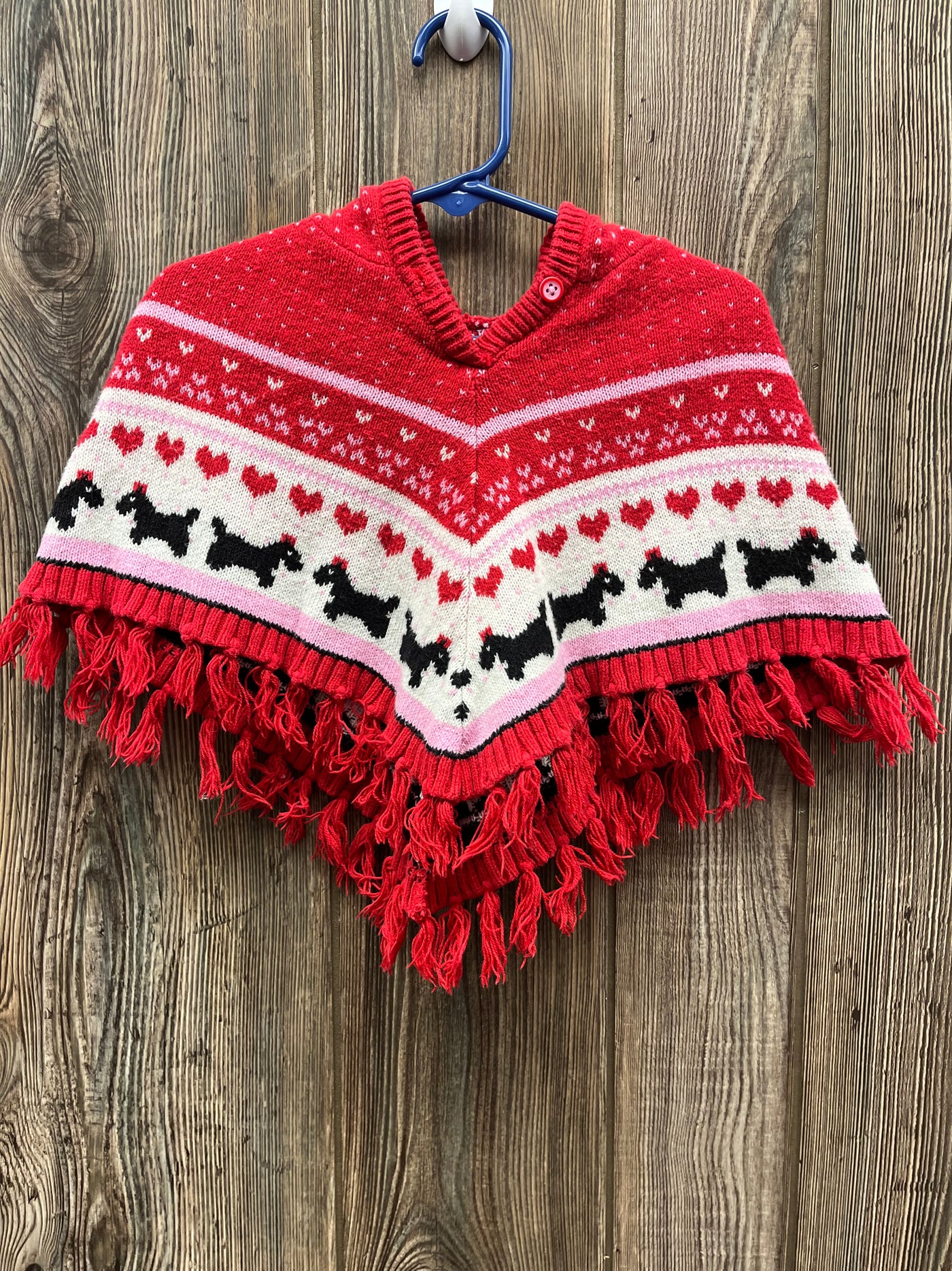 Girl 12 mo Scotty dog with Hearts Sweater Poncho