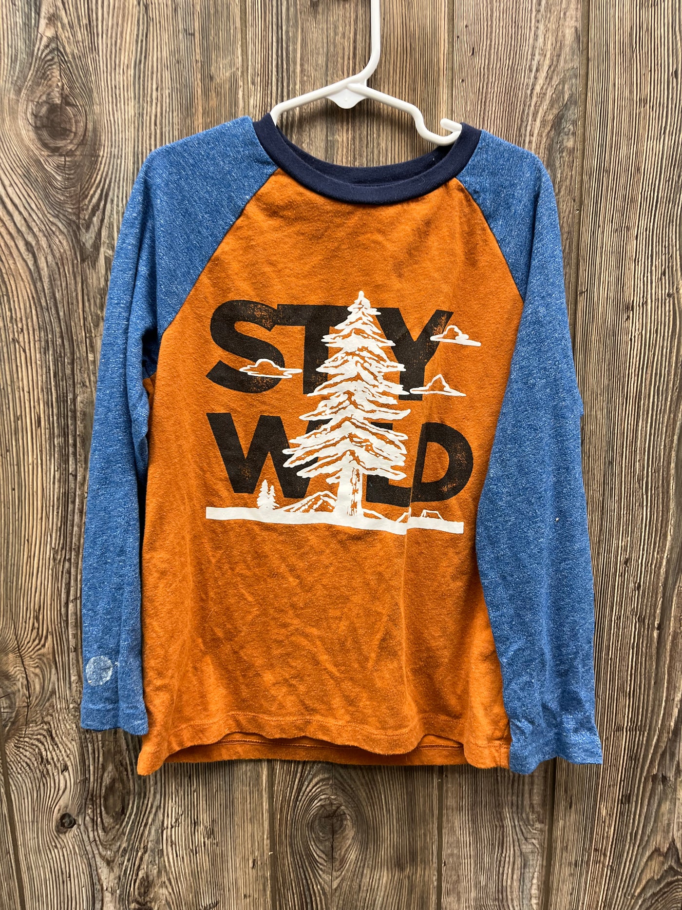 Boys 8 Orange Blue Long Sleeve Top Stay Wild