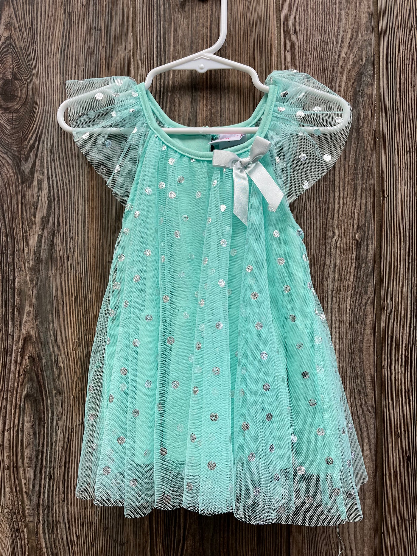 Girl 24 mo Green Poka Dot Dress