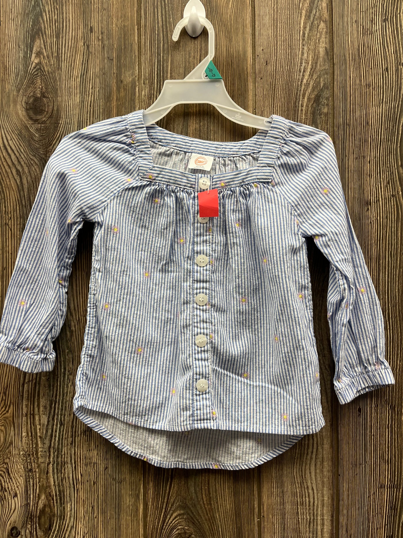 Girl 4T Blue Stripe with Flowers Shirt