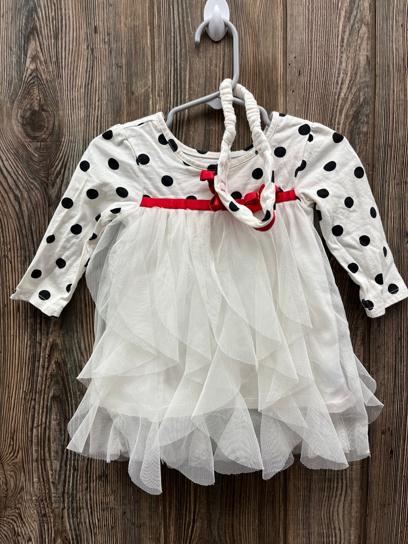 Girl 9-12 mo Black Poka Dot Dress with Head Band