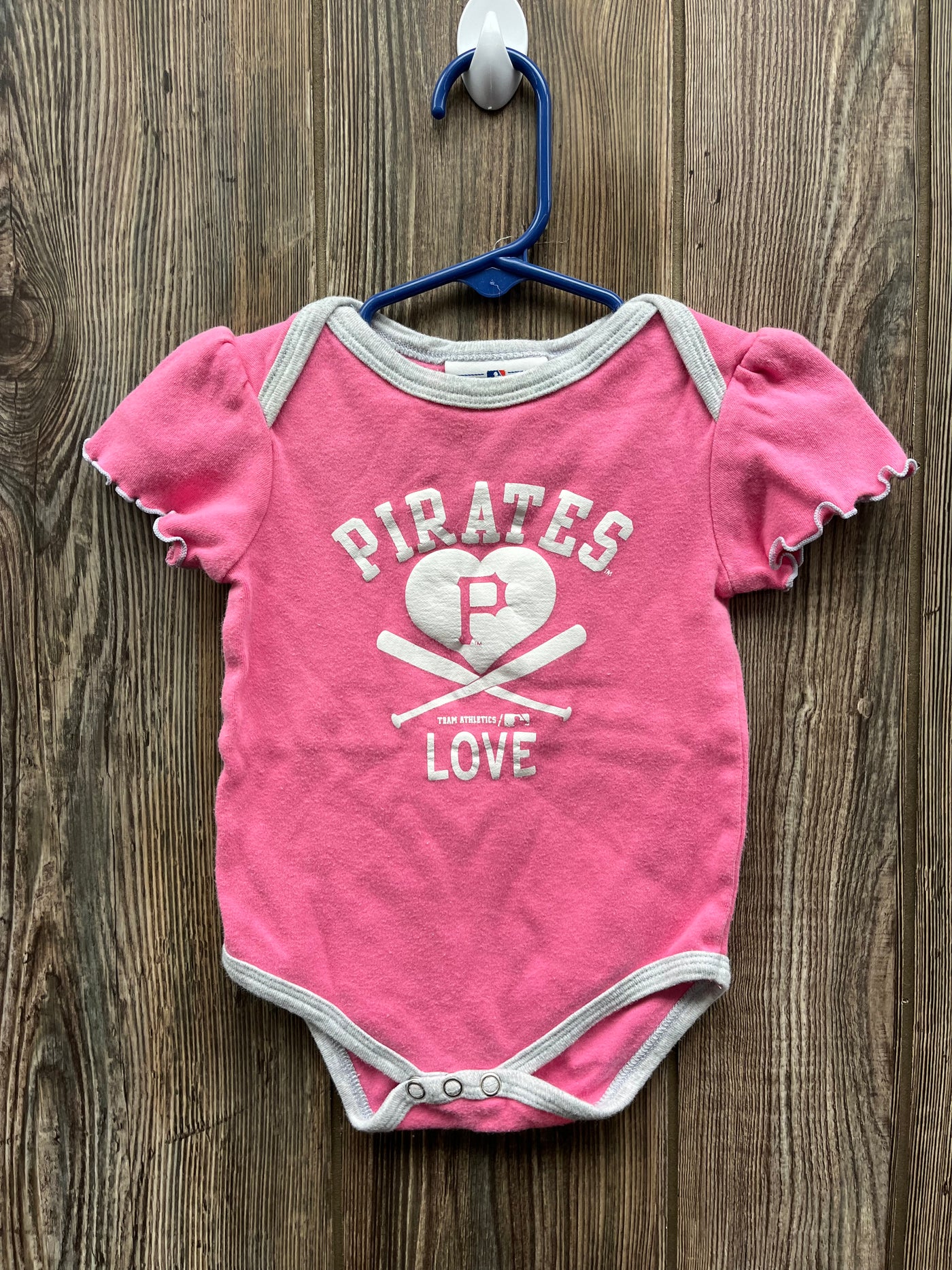 Girls 3-6 mo Pink Short Sleeve Pirates Onesie