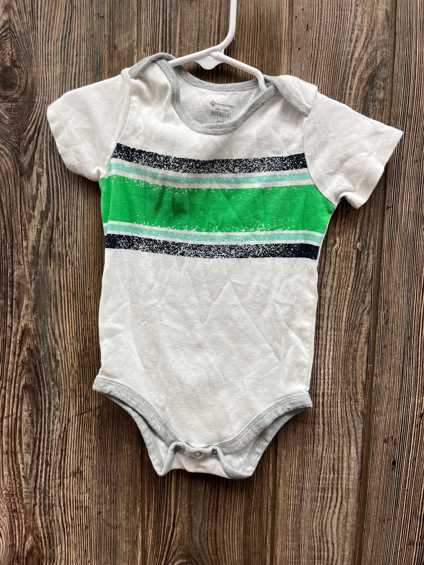 Boys 18 mo Green and Blue Striped Short Sleeve Onesie