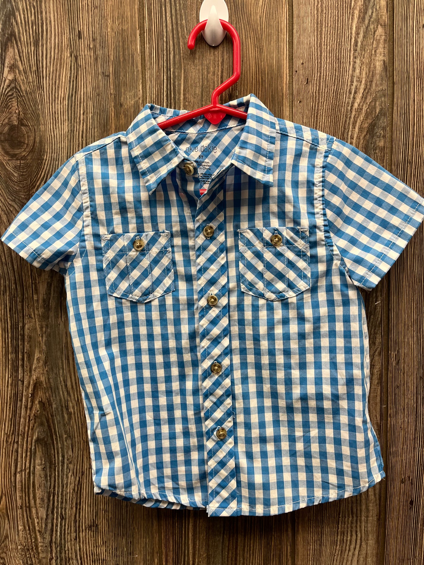 Boys 3T White and Blue Button Down