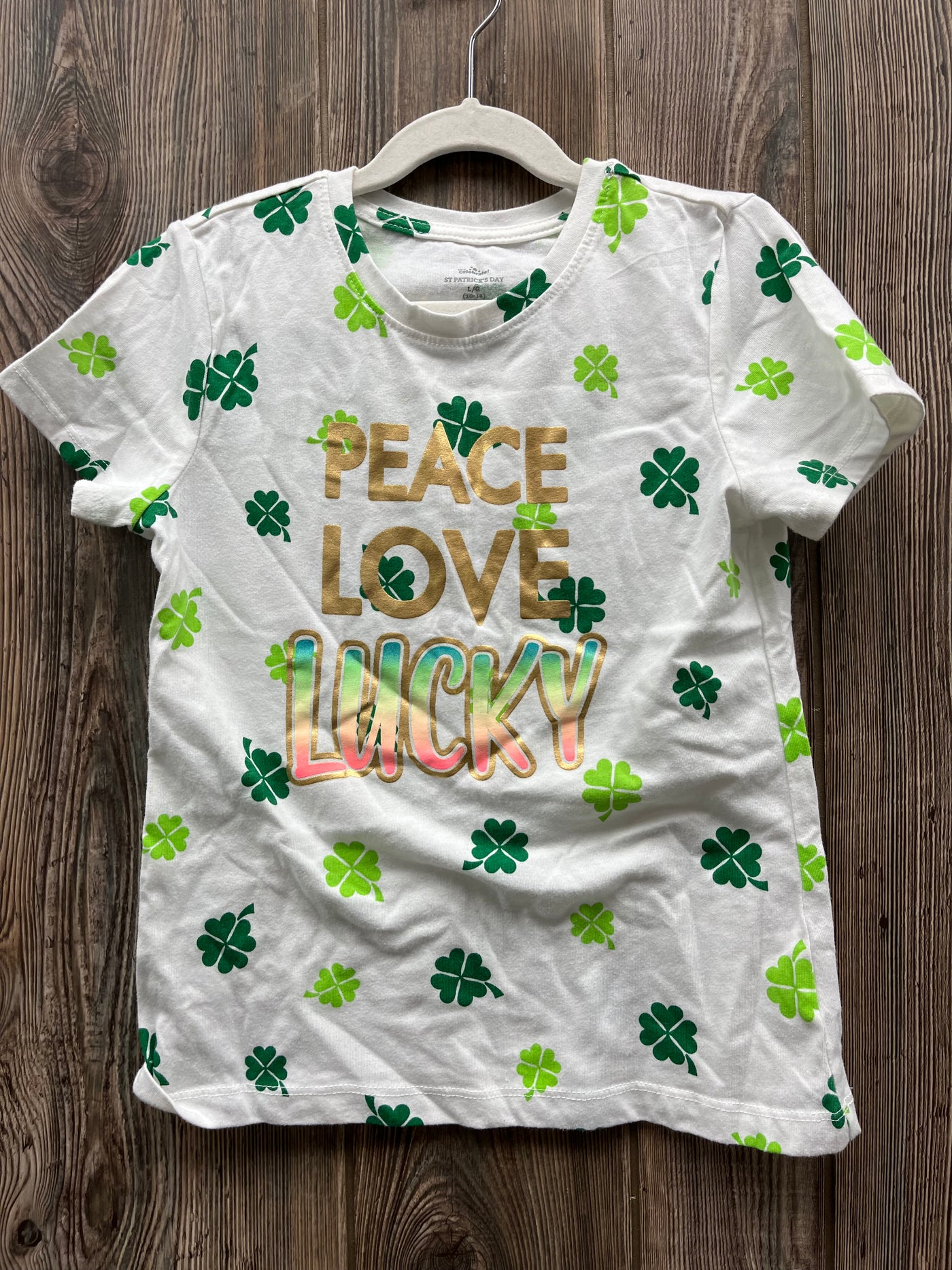 Girl 10/12 Peace Love Lucky Shirt