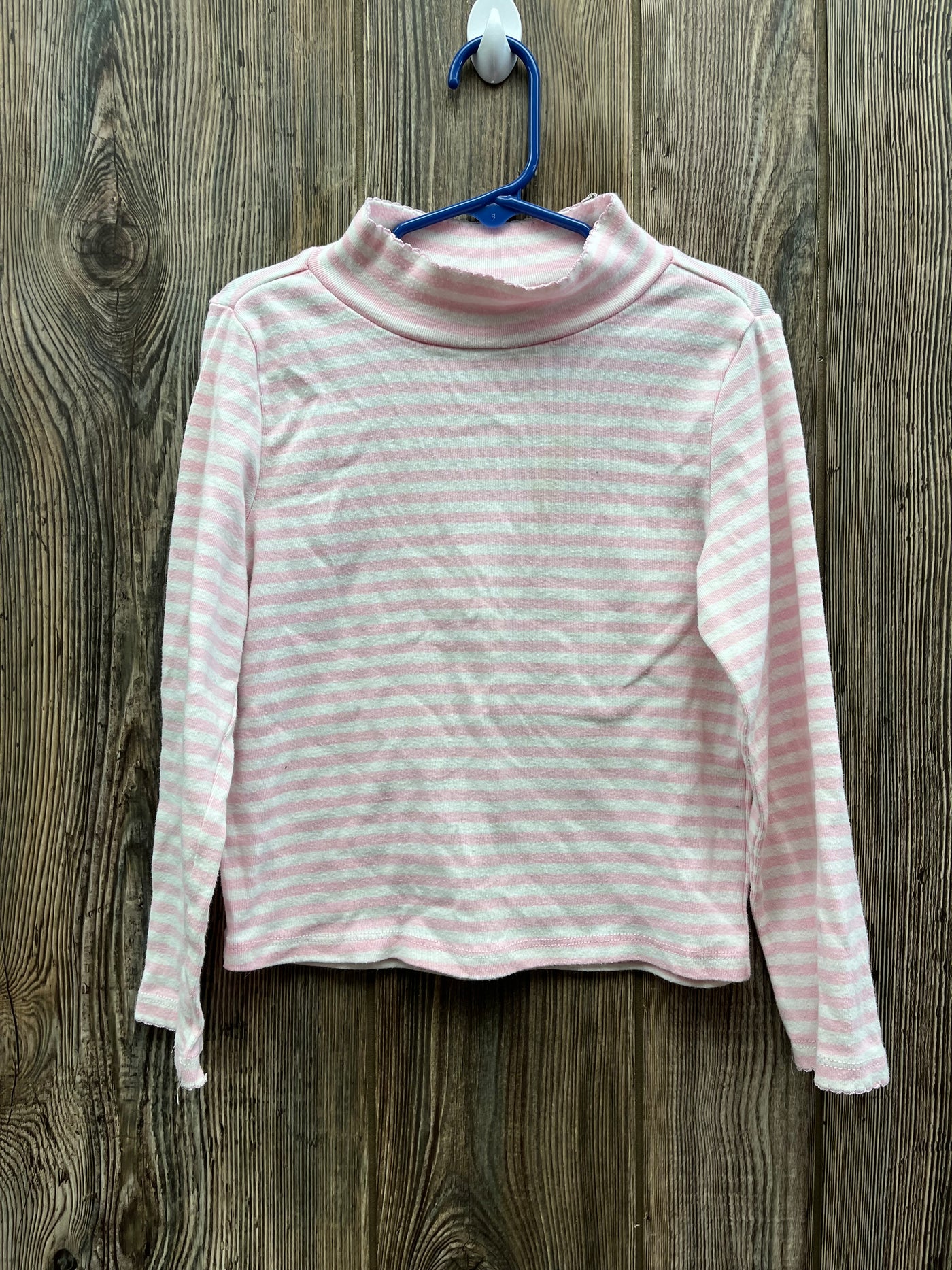 Girls 6x Pink Striped Long Sleeve Turtle Neck Top