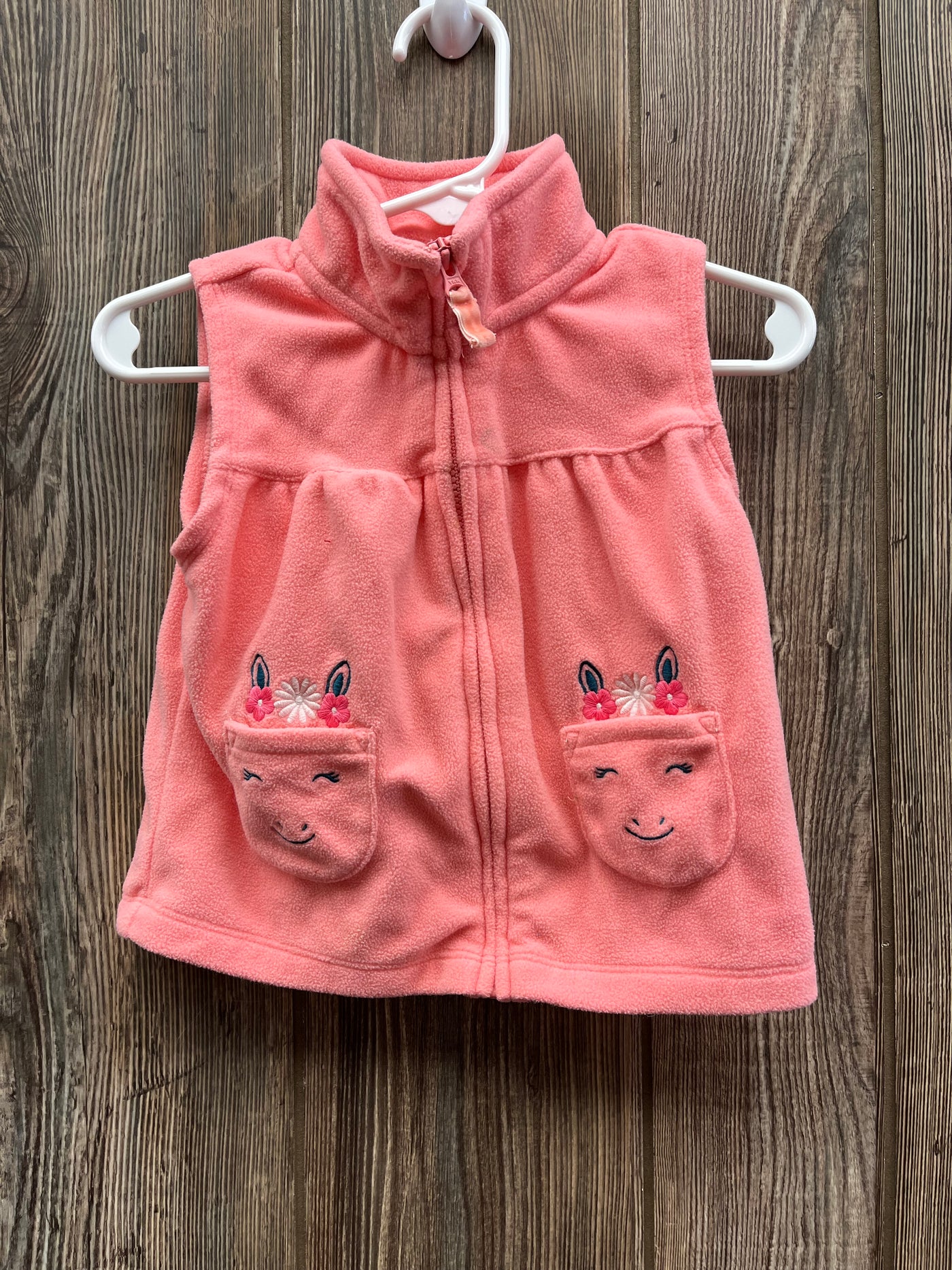 Girl 12 mo Pink Horse Fleece Vest