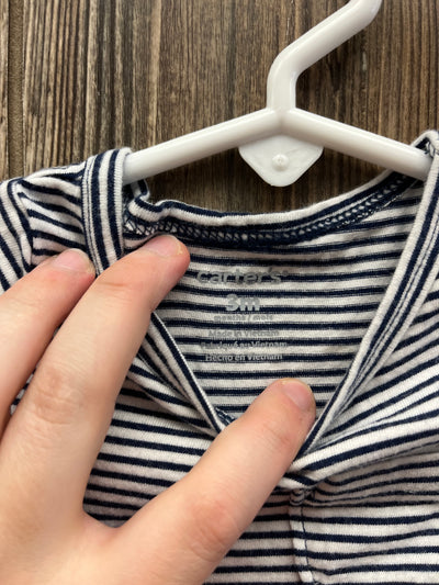 Girls 3 mo Blue Stripes and Flowers Dress