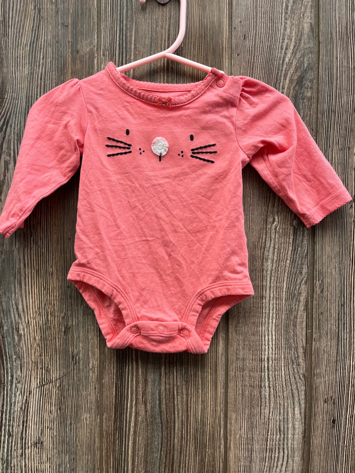 Girl 3 mo Pink Kitty Long Sleeve Onesie