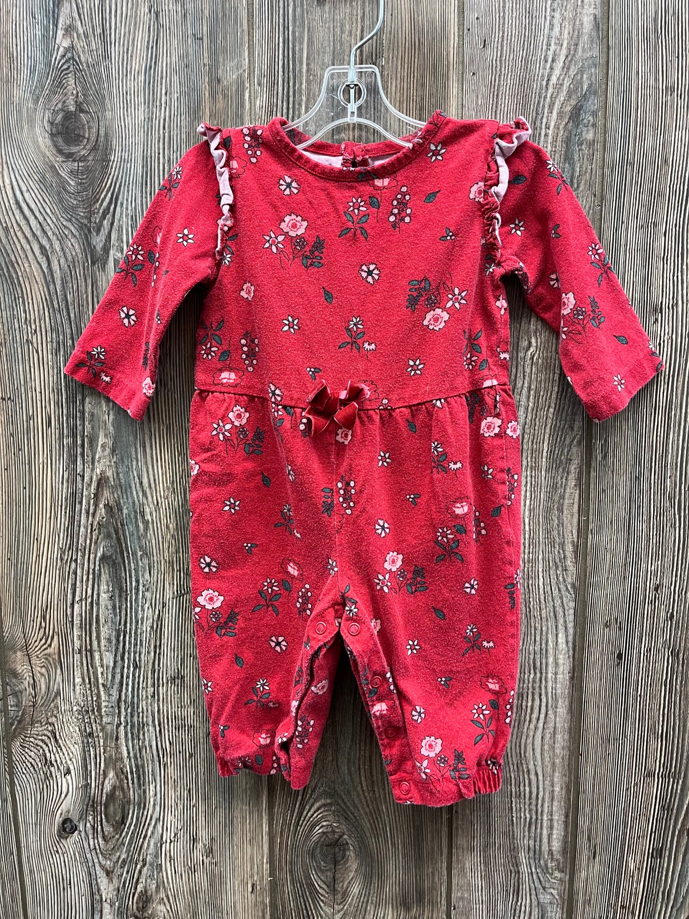 Girl 6 mo Red Outfit with a Flowers