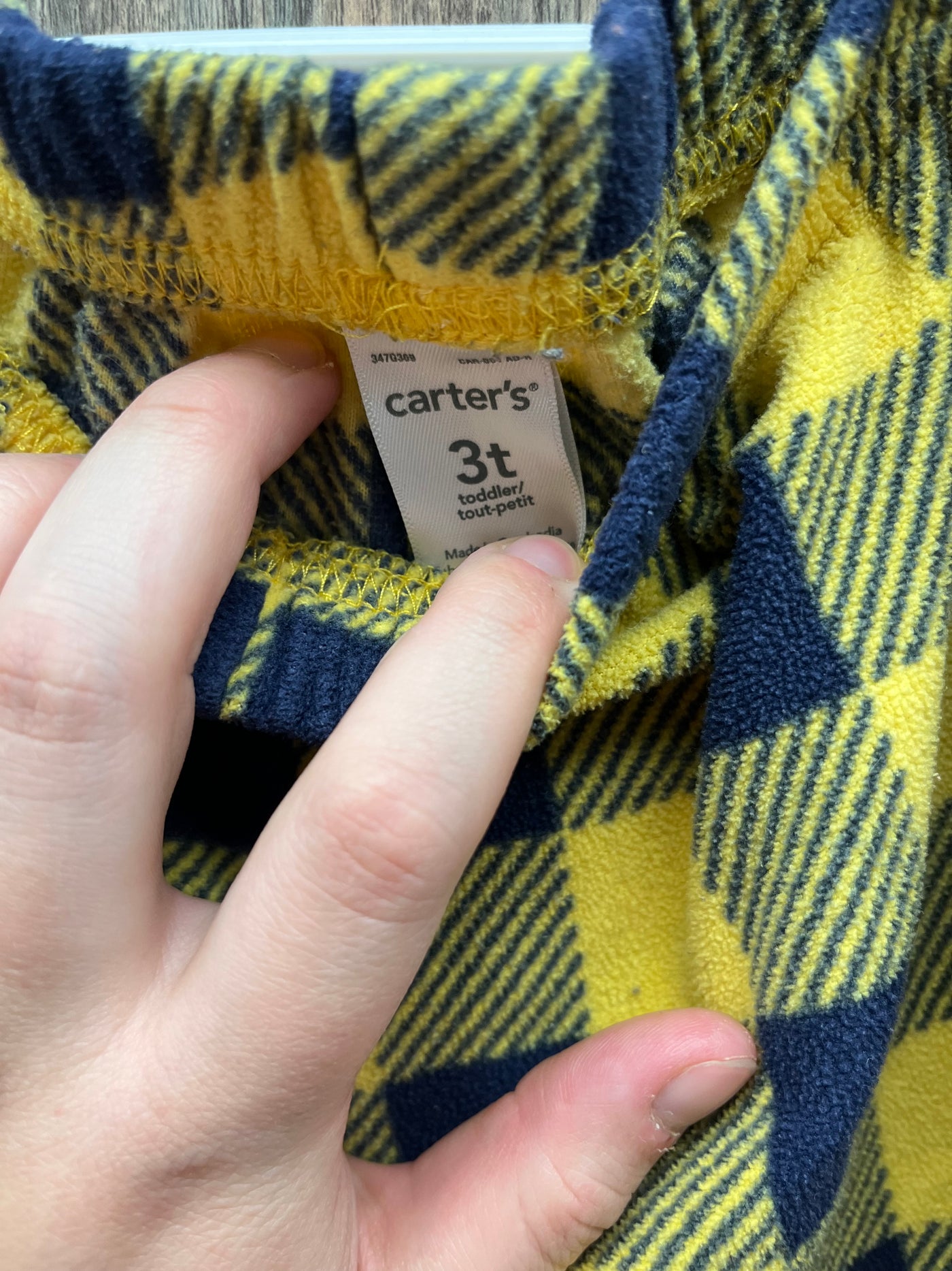 Boys 3T Yellow Navy Checked  PJ Bottoms