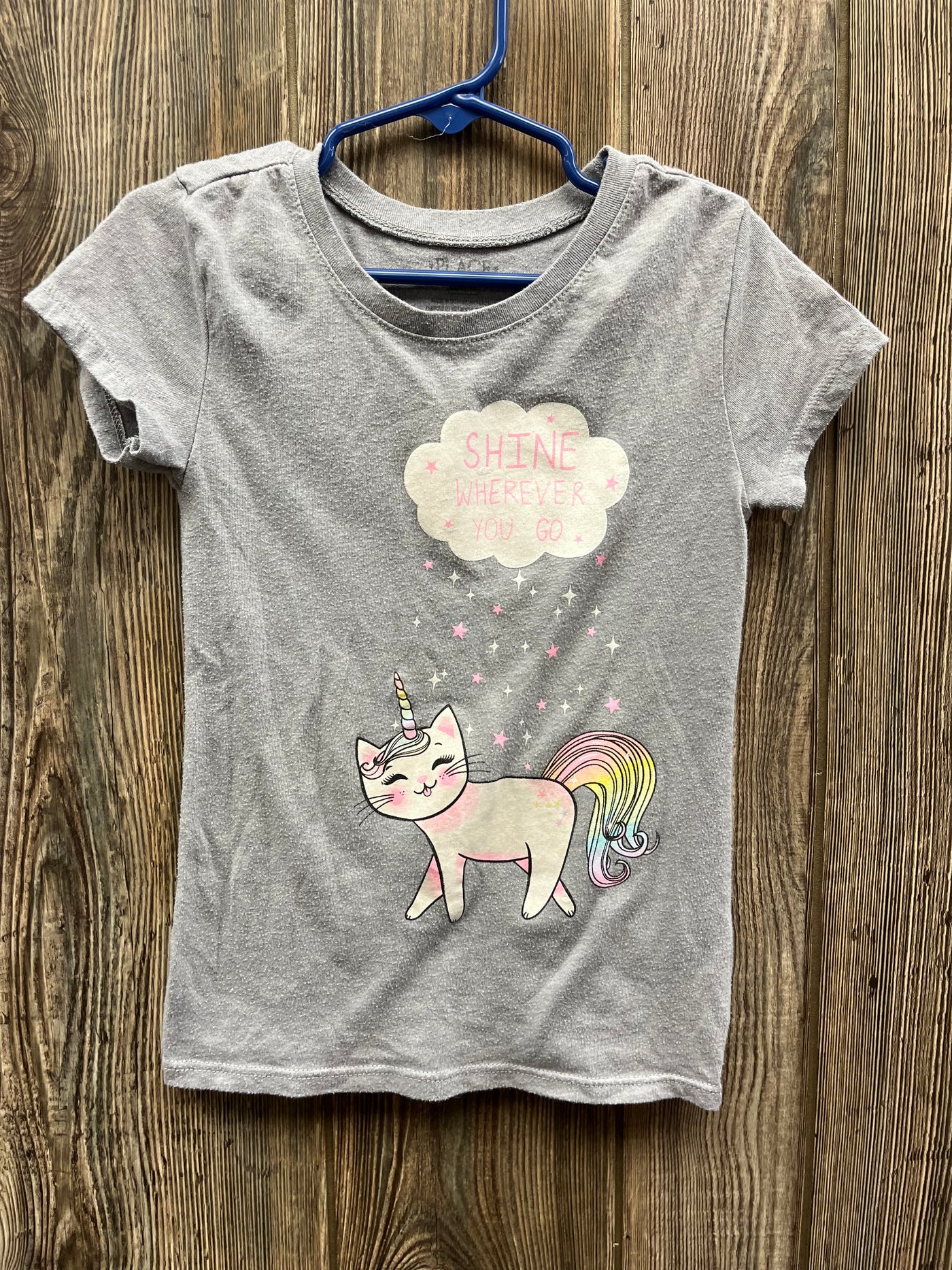 Girl 4 Gray Unicorn Cat Shirt