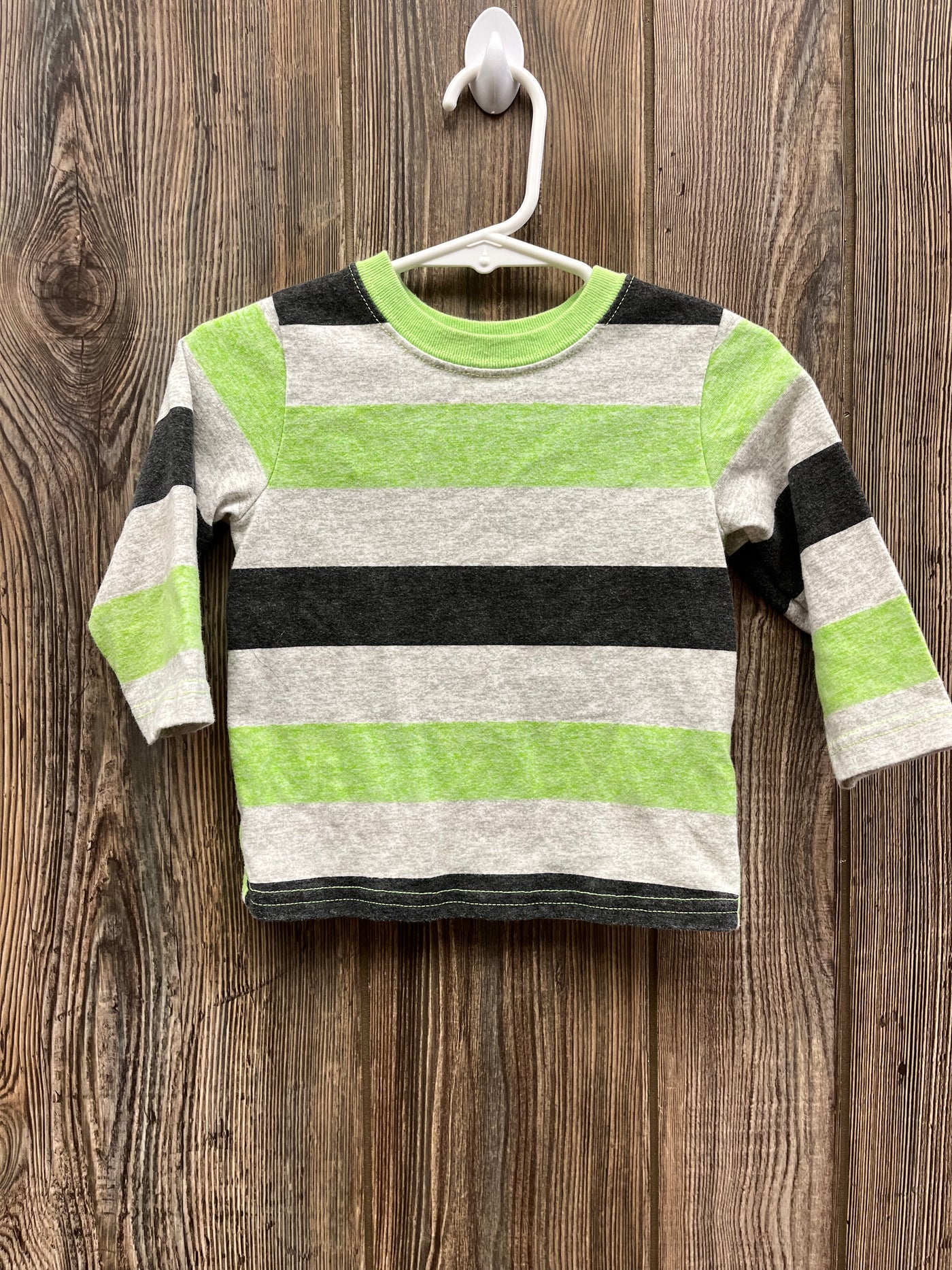 Boys 12 mo Green and Blue Stripped Long Sleeve Shirt