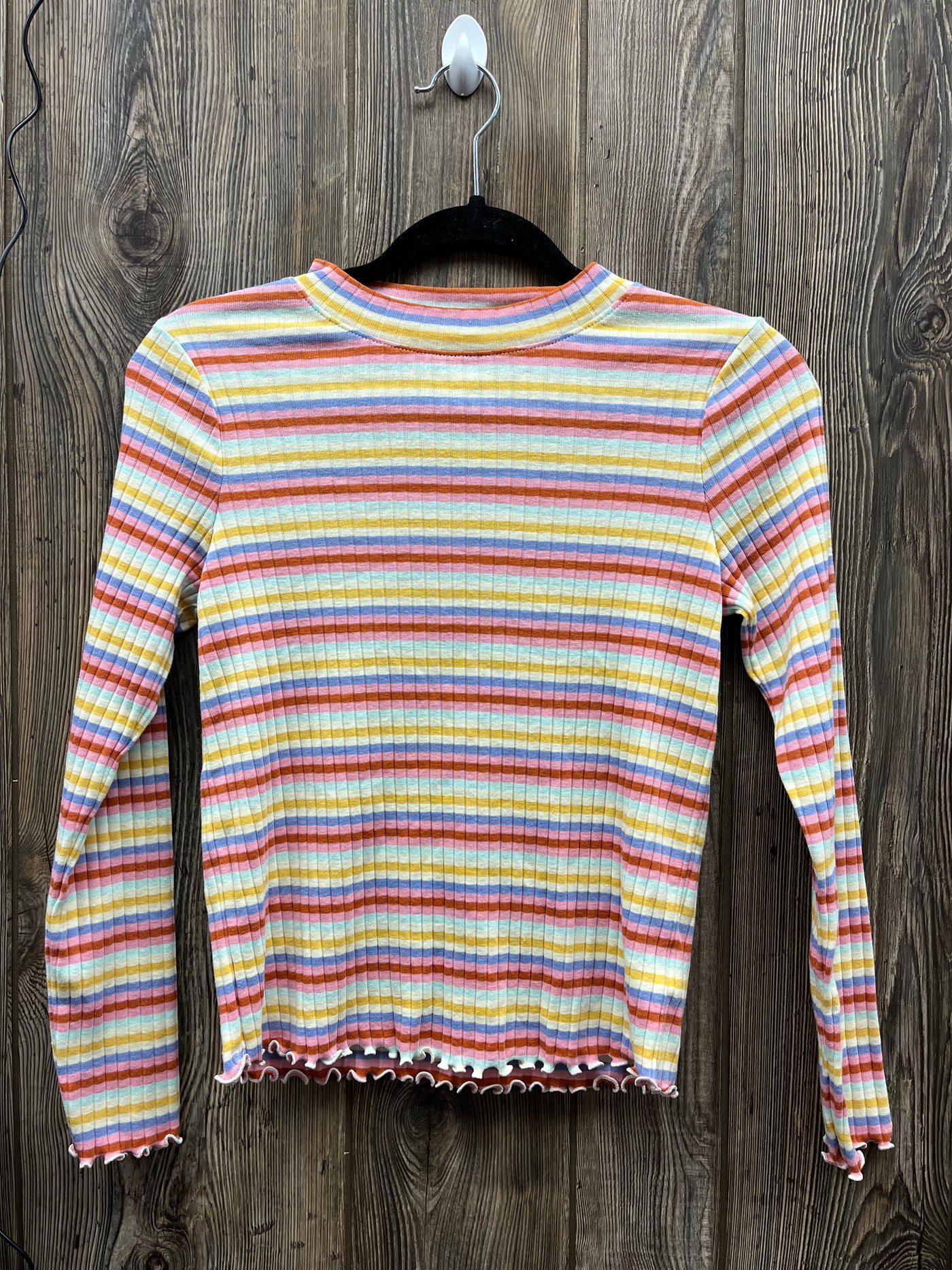 Girls 10/12 Rainbow Stripes Long Sleeve