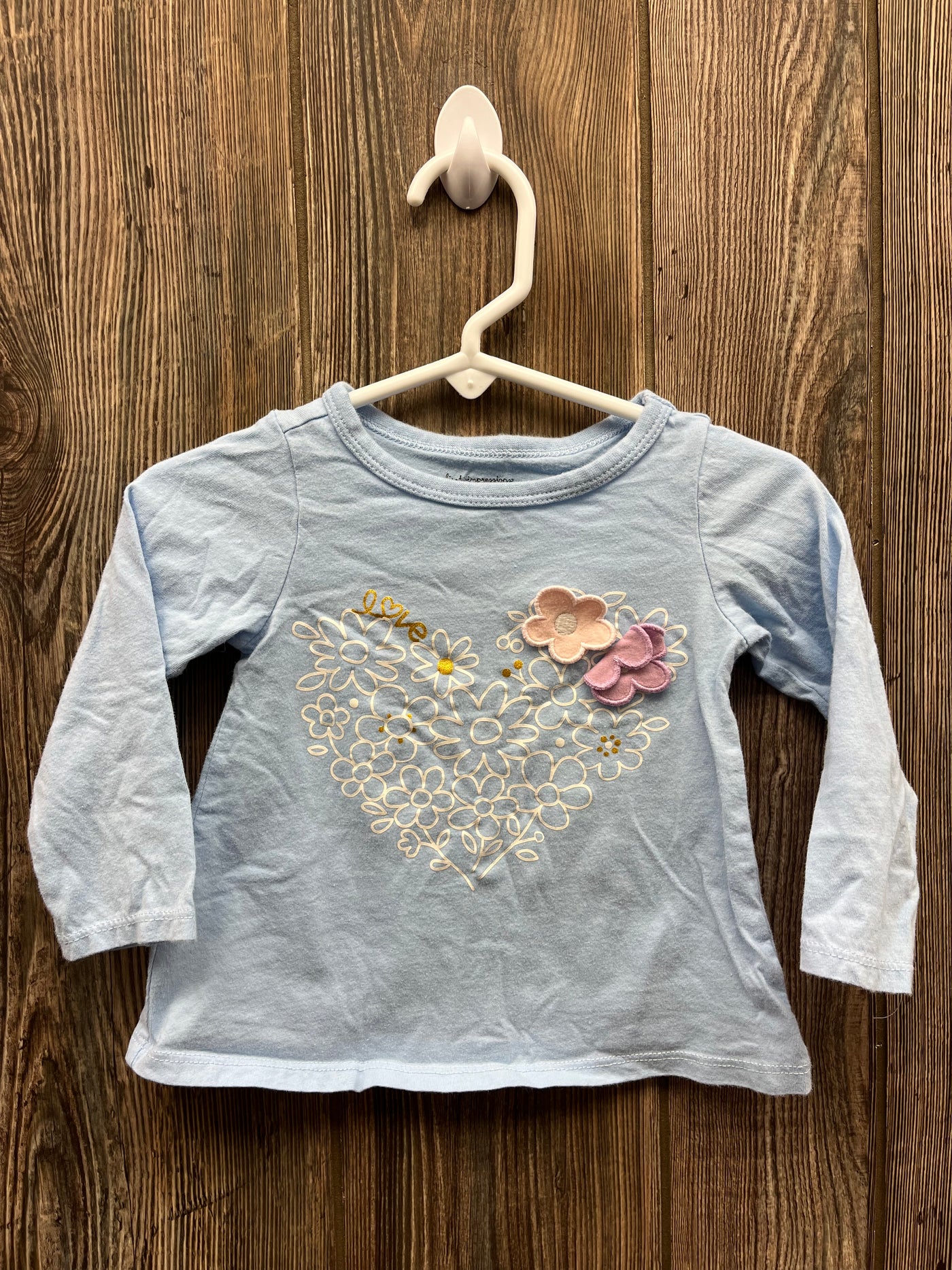 Girl 12 mo Flower Heart Long Sleeve Shirt