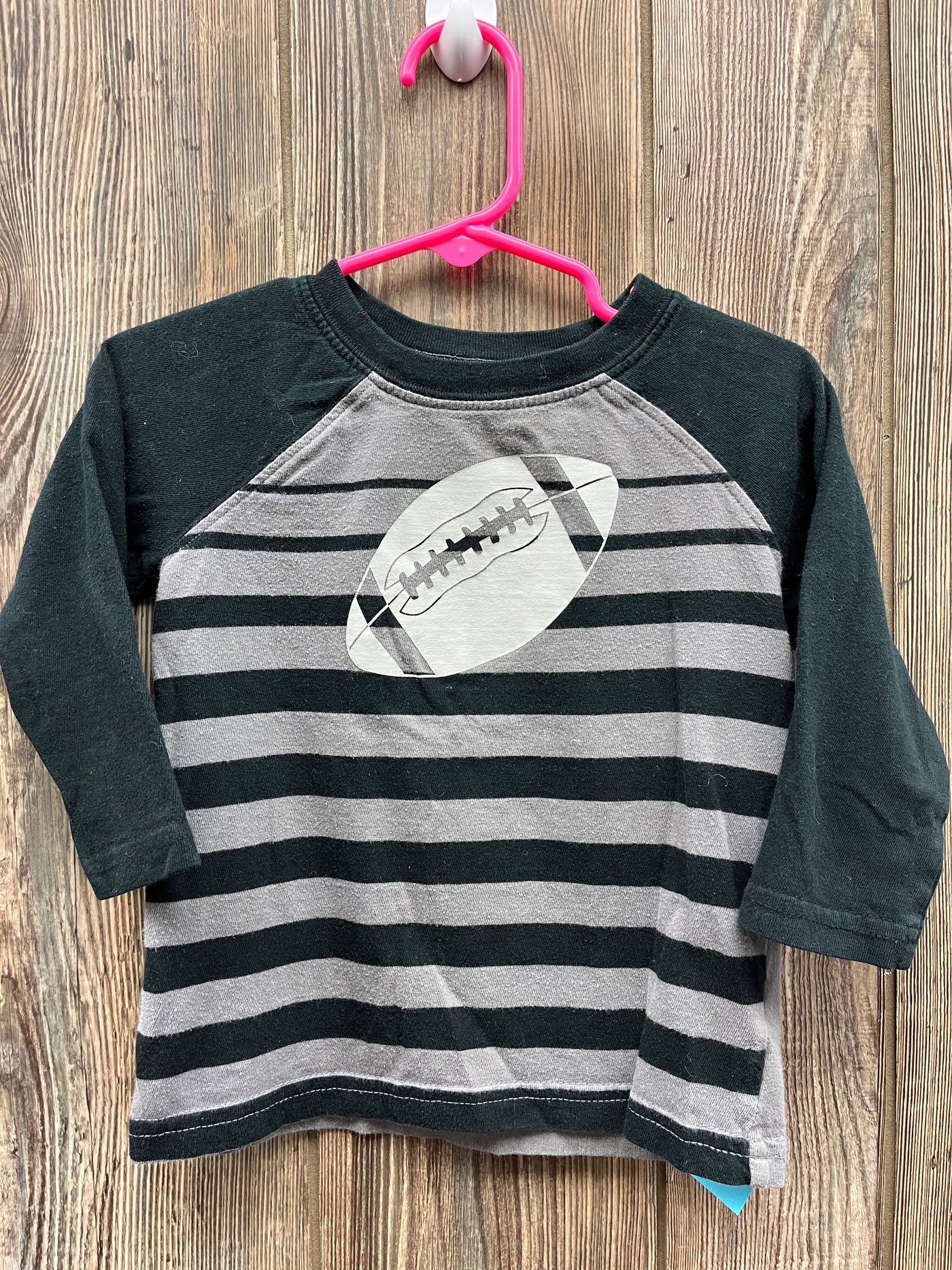 Boys 18 mo Black Striped Football Long Sleeve Top