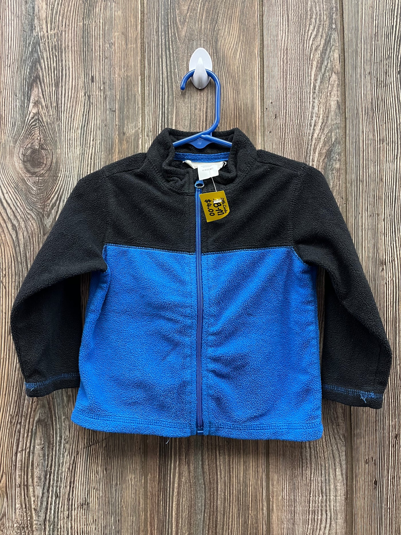 Boys 18 mo Navy Black Block Fleece Zip Jacket Coat