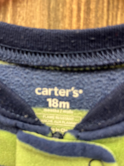 Boys 18 mo Walrus Navy Green Fleece Footed Zip Sleeper