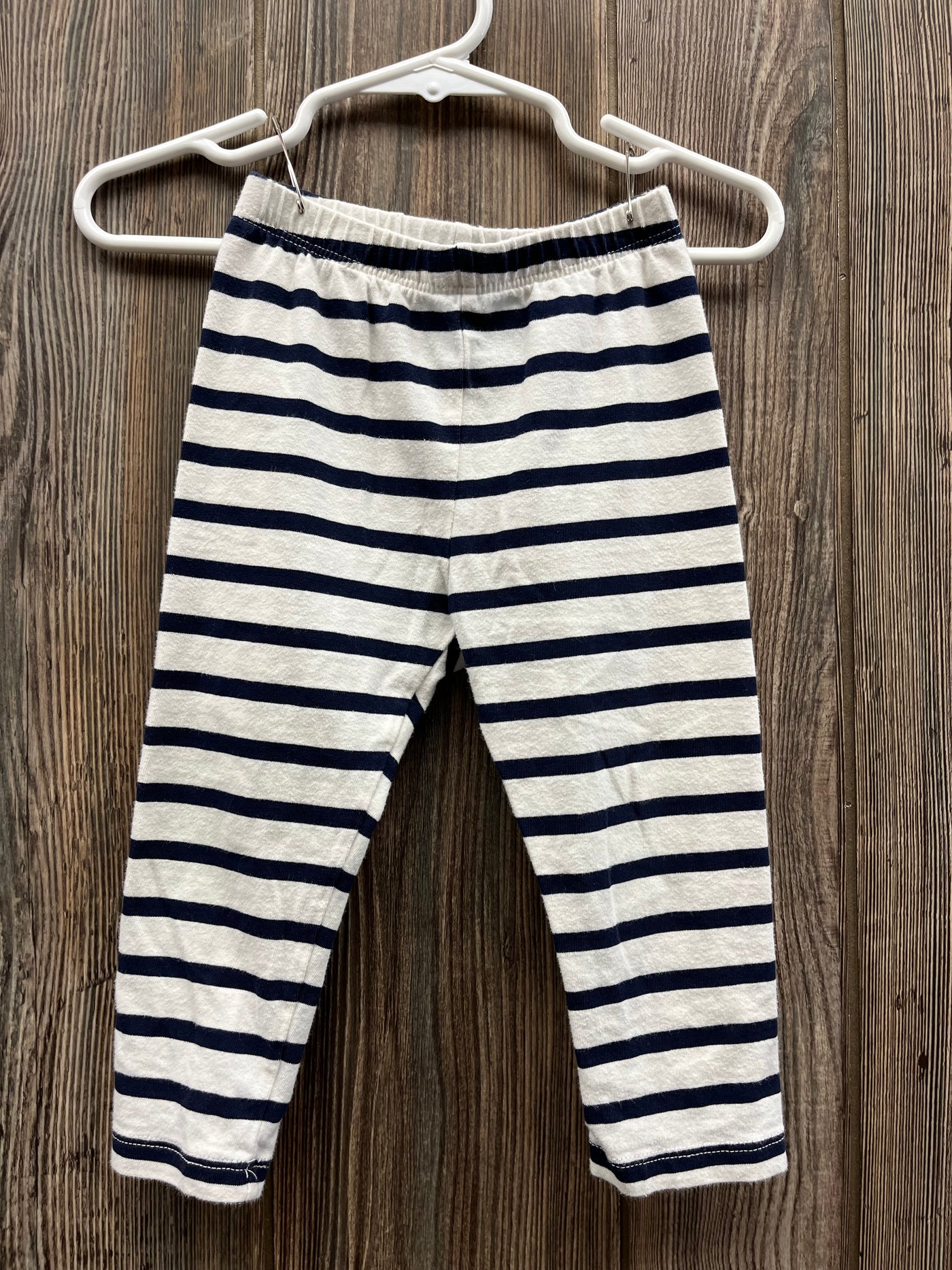 Girls 12-18 mo White with Black Stripes Pull On Pants Leggings