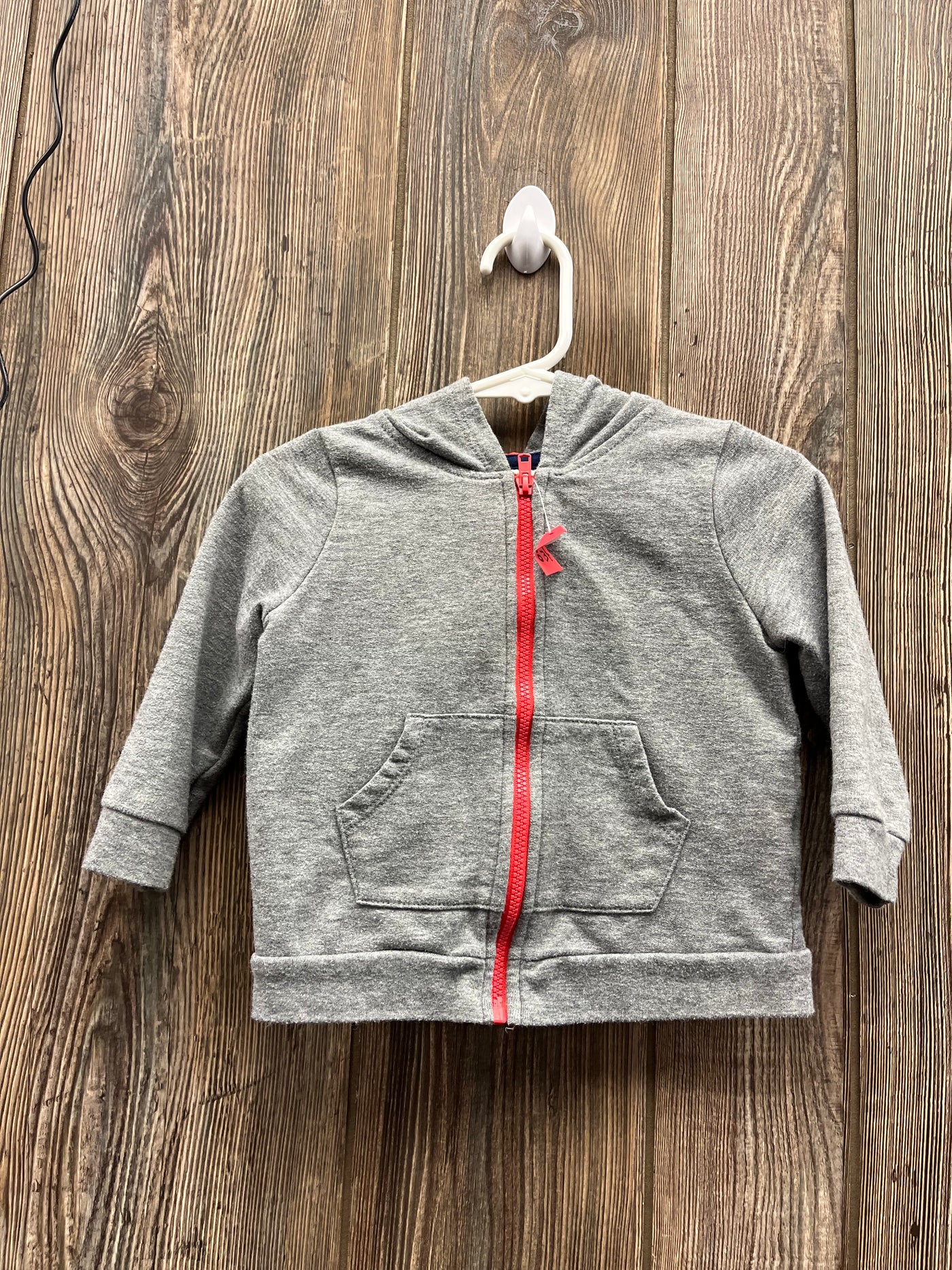 Girls 12 mo Gray Zip Up Fleece Hoodie Pink Zipper