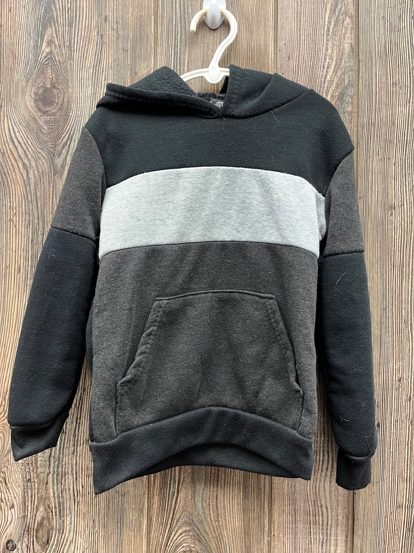 Boys 5 Gray Striped Hoodie