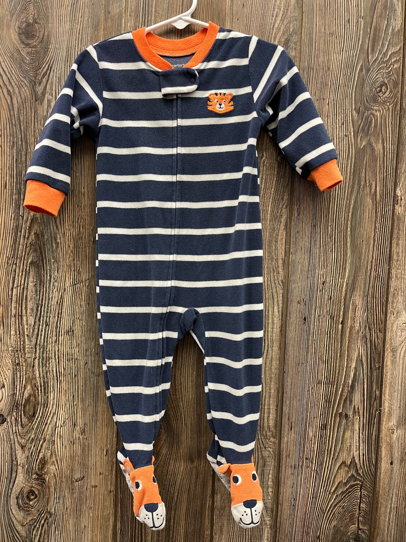 Boys 12 mo Blue Tiger Fleece Sleeper