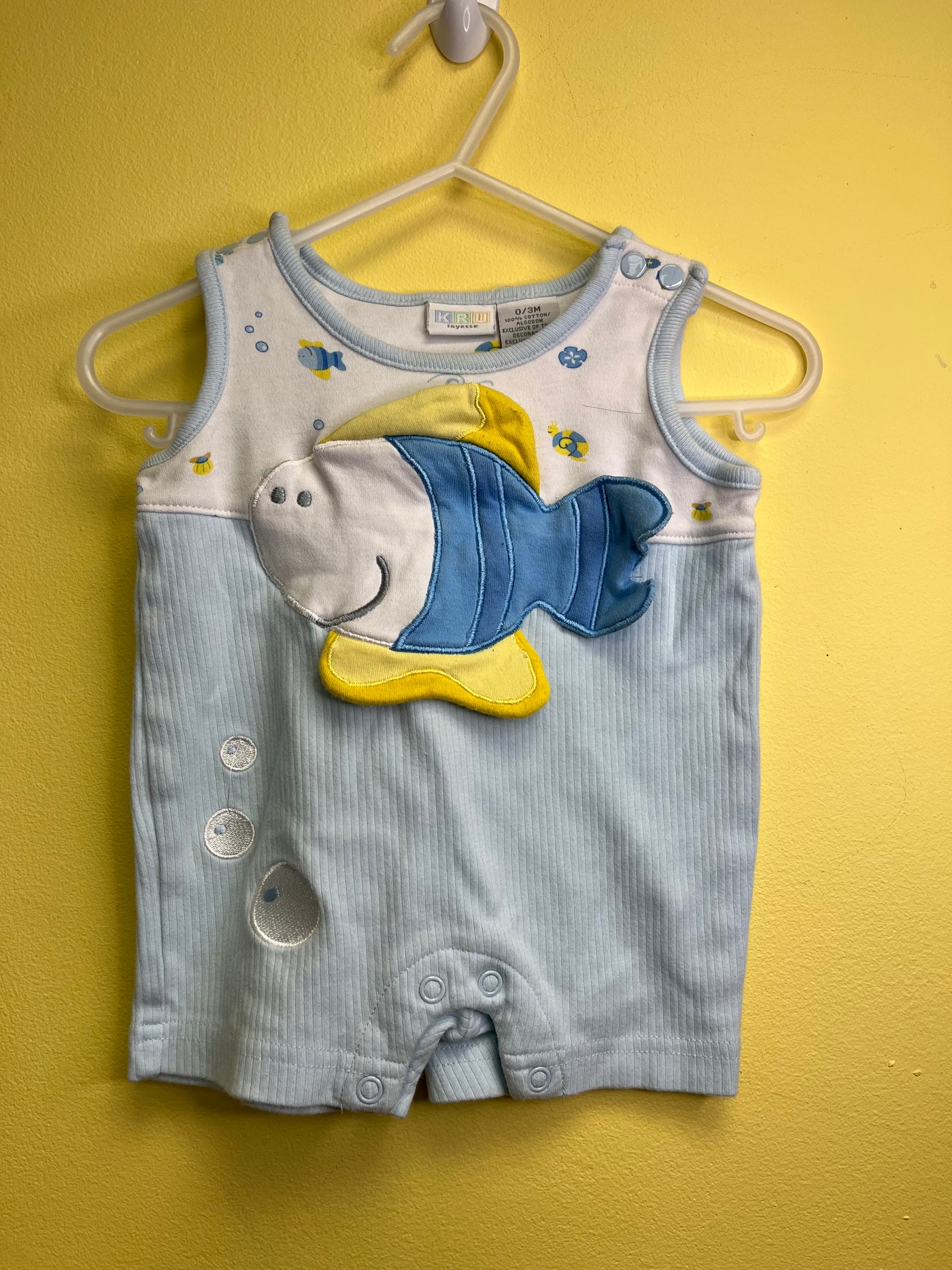 Boys 0-3 mo Blue Fish Corduroy One-Piece Romper Outfit