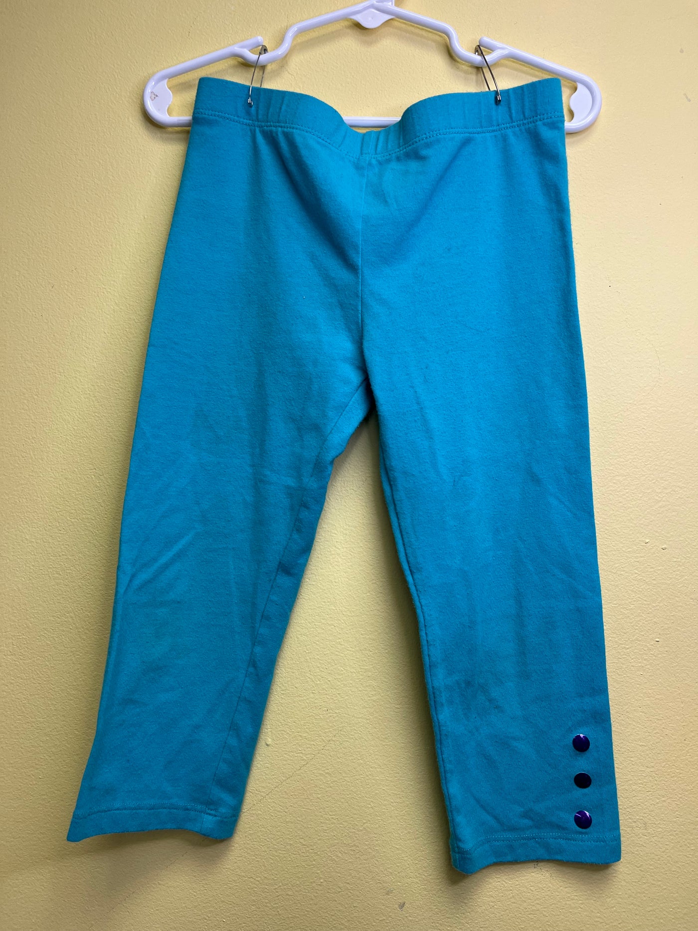 Girls 5/6 Blue Pull On Pants Leggings Buttons