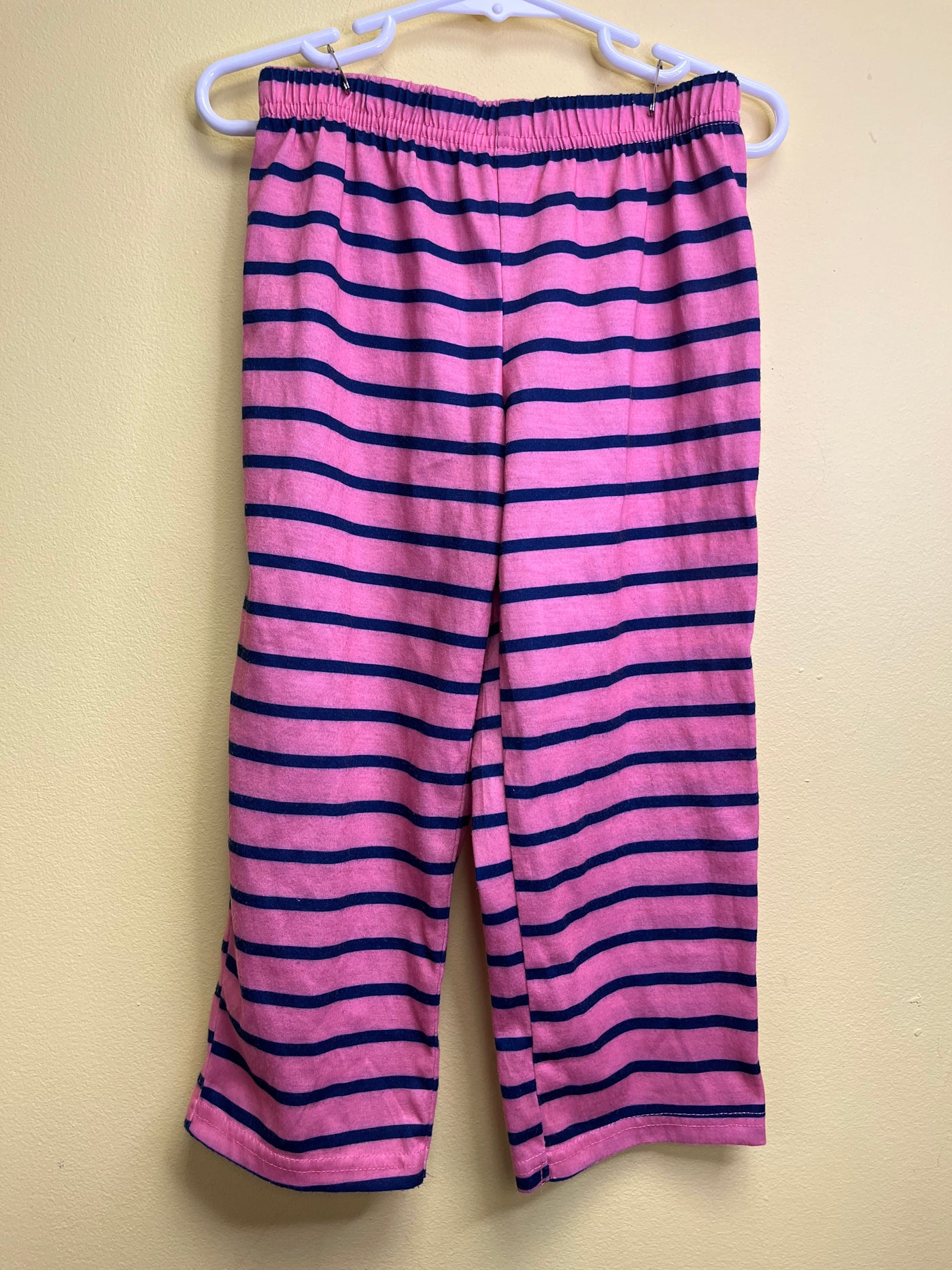 Girls 4 Pink Navy Stripe Fleece Pull On Pants - Pajama Pants