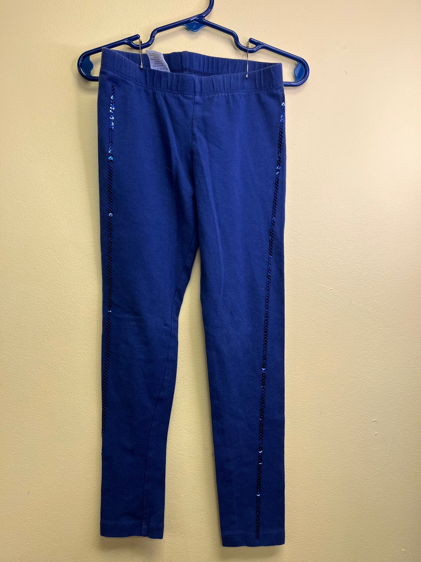 Girls 5/6 Blue Pull On Pants Leggings with Stripe down legs