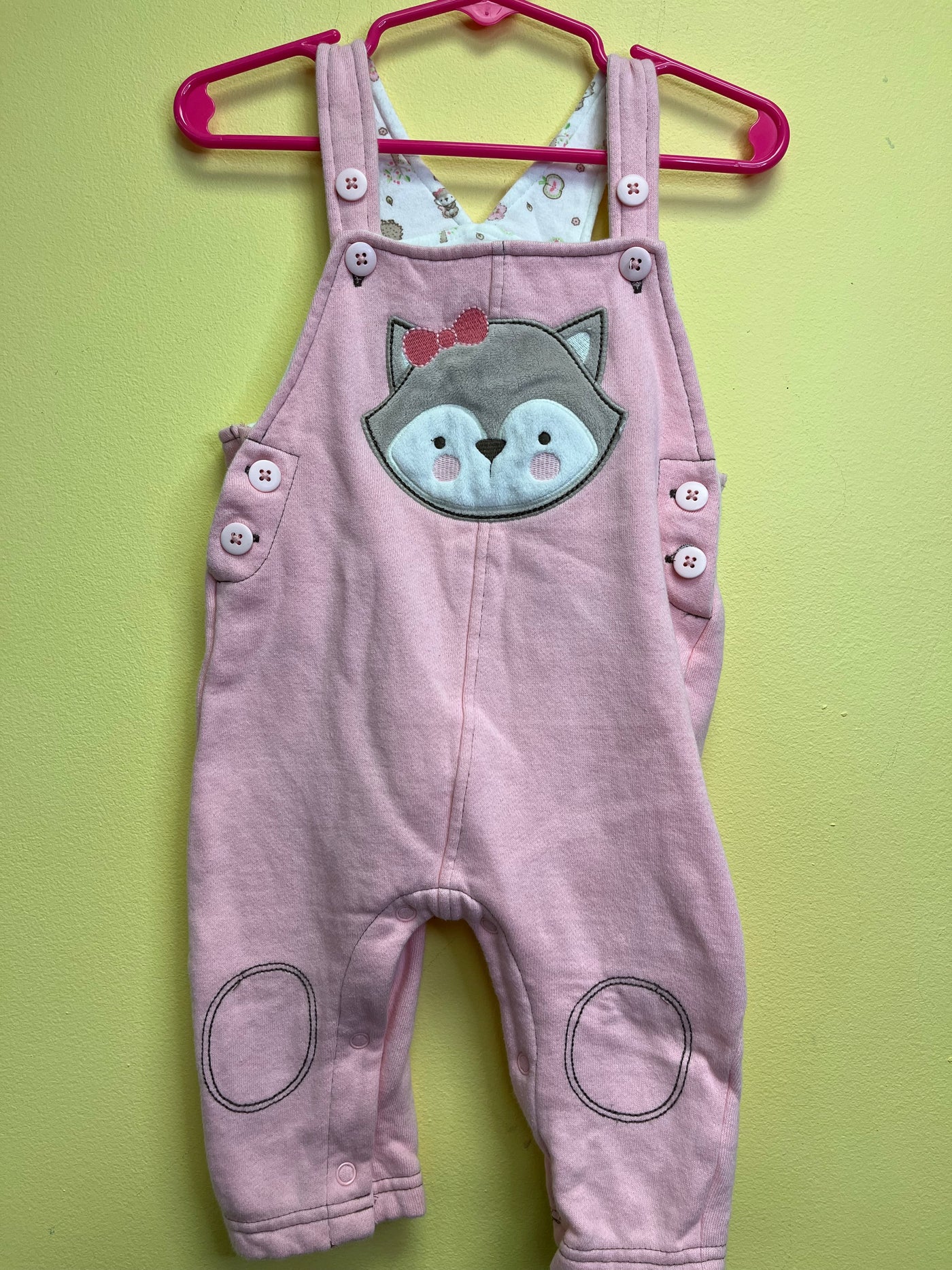 Girl 9 mo Pink Overalls with Bear