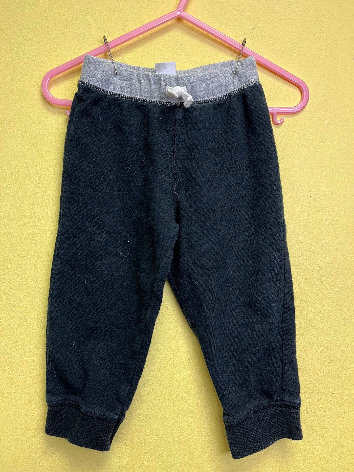 Boys 18 mo Black Pull On Sweatpants Pants with Gray Waistband