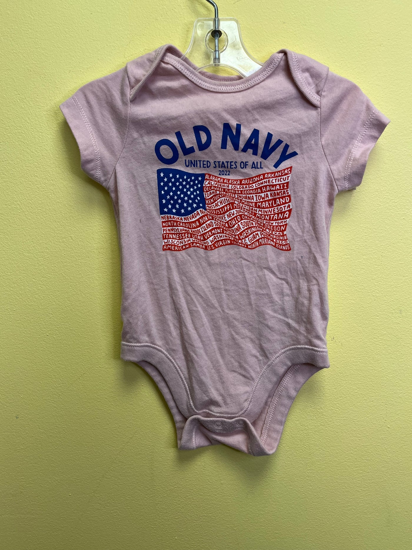 Girl 3-6 mo Pink Onesie Flag with States