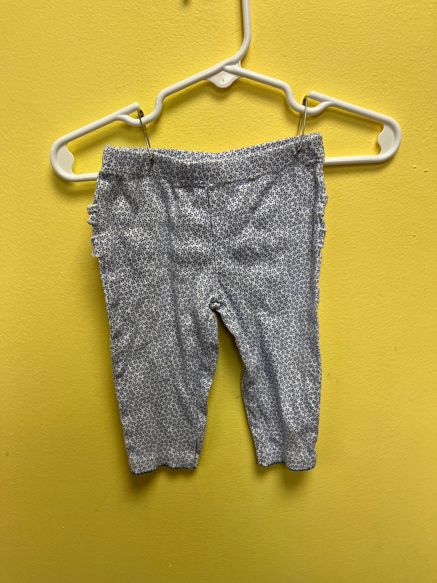 Girls 6 mo Blue Flower Pull On Pants with Ruffles on Butt