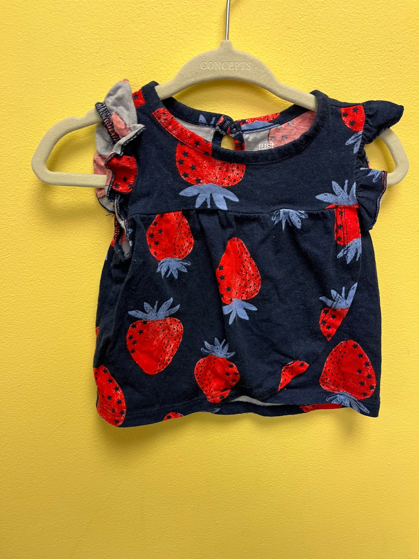 Girl 6 mo Navy Top with Strawberries