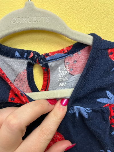 Girl 6 mo Navy Top with Strawberries