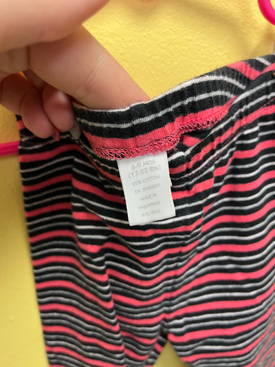 Girls 6-9 mo Black Red Striped Pants