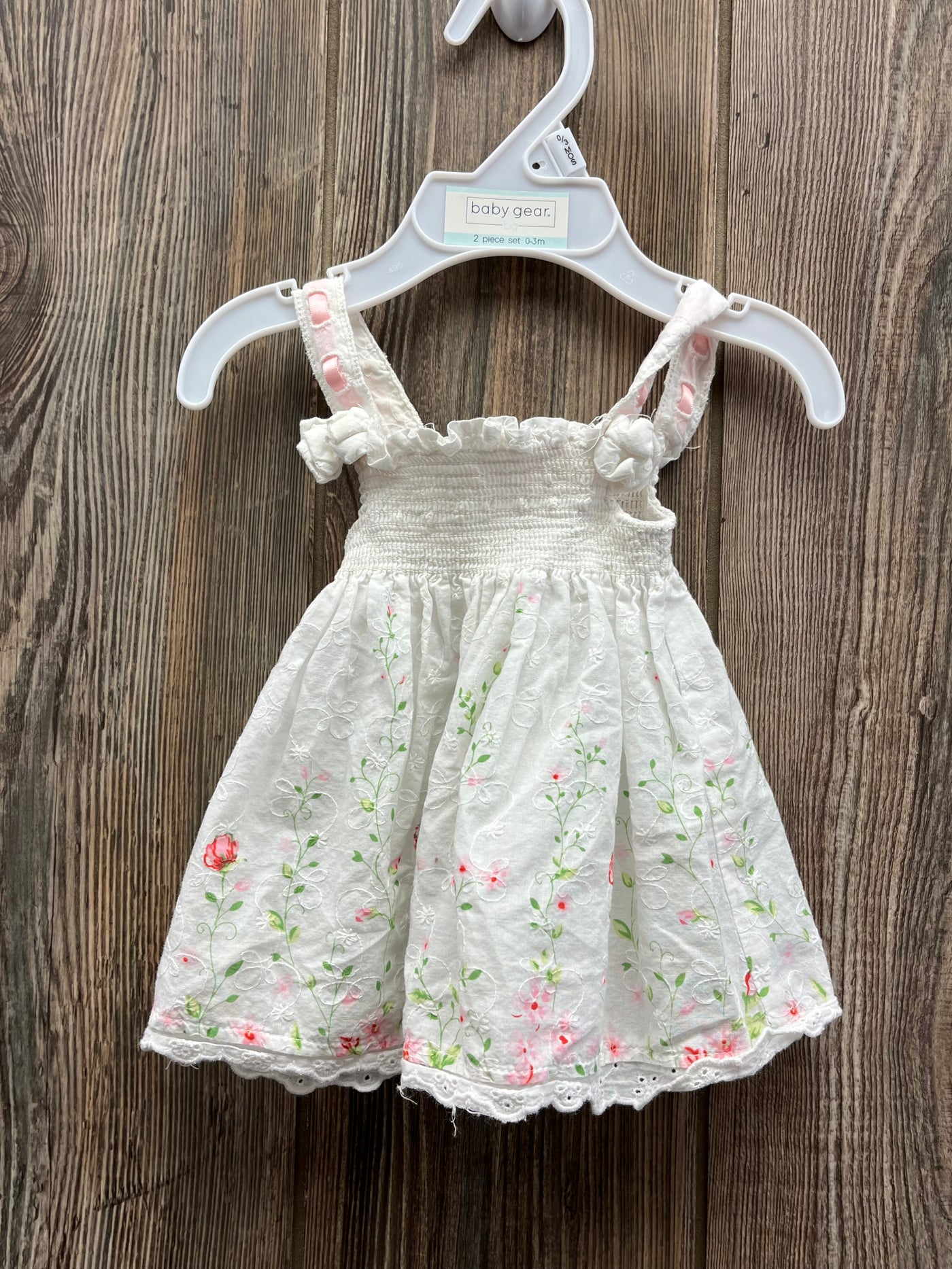 Girl 6-9 mo White Dress with Flowers